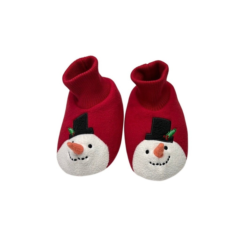 Gymboree Red Snowmen Slippers House Shoes Toddler 11/12 Winter Whimsigoth Kids